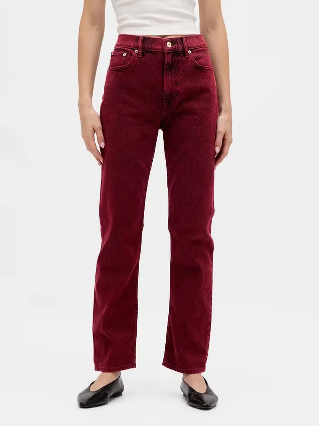 Högmidjade, smala raka Jeans i 90-talsstil