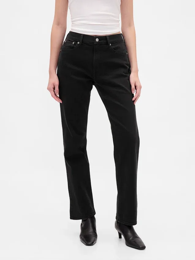 Högmidjade, smala raka Jeans i 90-talsstil