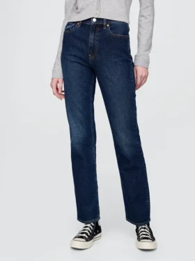Högmidjade, smala raka Jeans i 90-talsstil