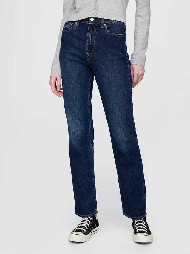 Högmidjade, smala raka Jeans i 90-talsstil