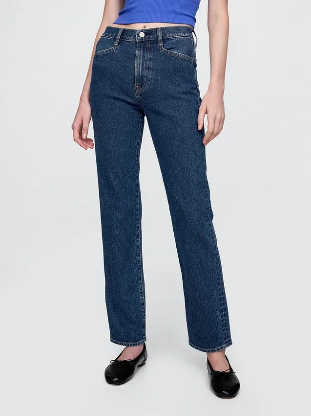 Högmidjade, smala raka Jeans i 90-talsstil