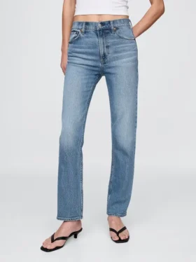 Högmidjade, smala raka Jeans i 90-talsstil