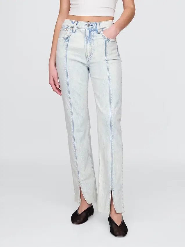 Högmidjade, smala raka Jeans i 90-talsstil