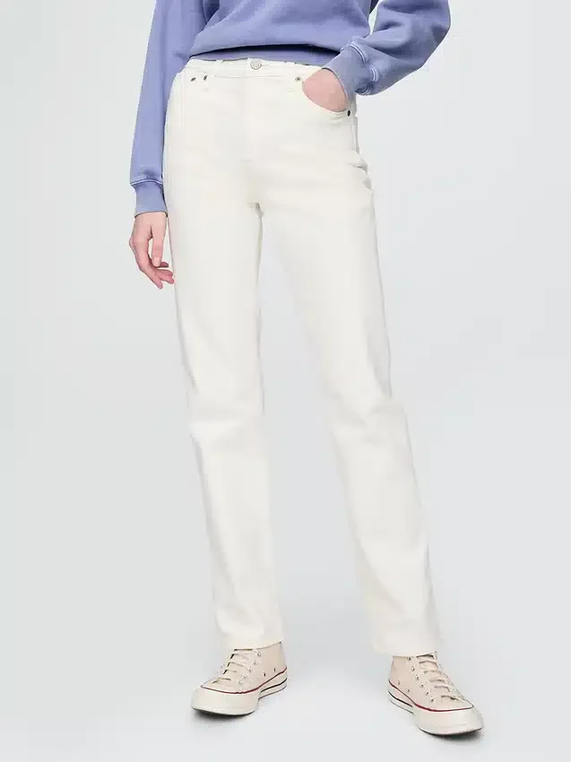 Högmidjade, smala raka Jeans i 90-talsstil