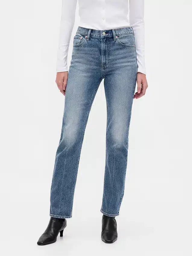 Högmidjade, smala raka Jeans i 90-talsstil