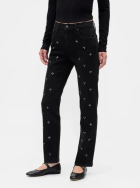 Högmidjade, smala raka Jeans i 90-talsstil