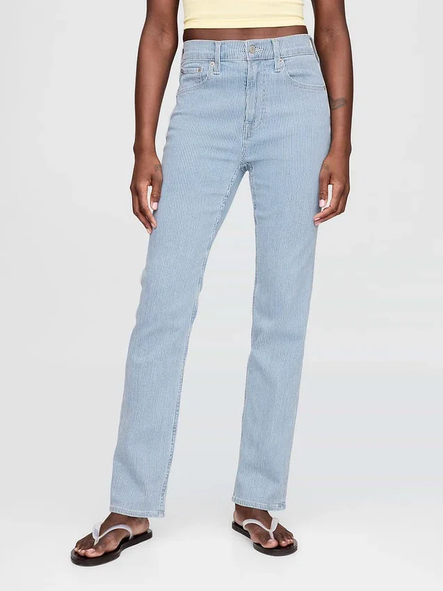 Högmidjade, smala raka Jeans i 90-talsstil