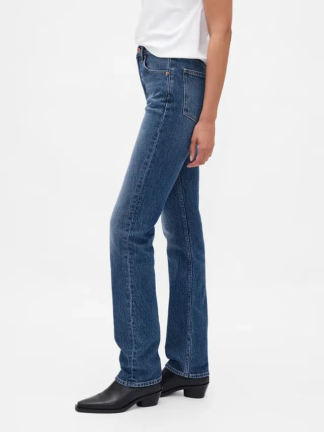 Högmidjade, smala raka Jeans i 90-talsstil