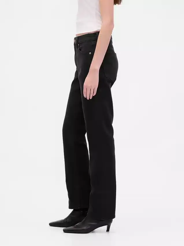Högmidjade, smala raka Jeans i 90-talsstil