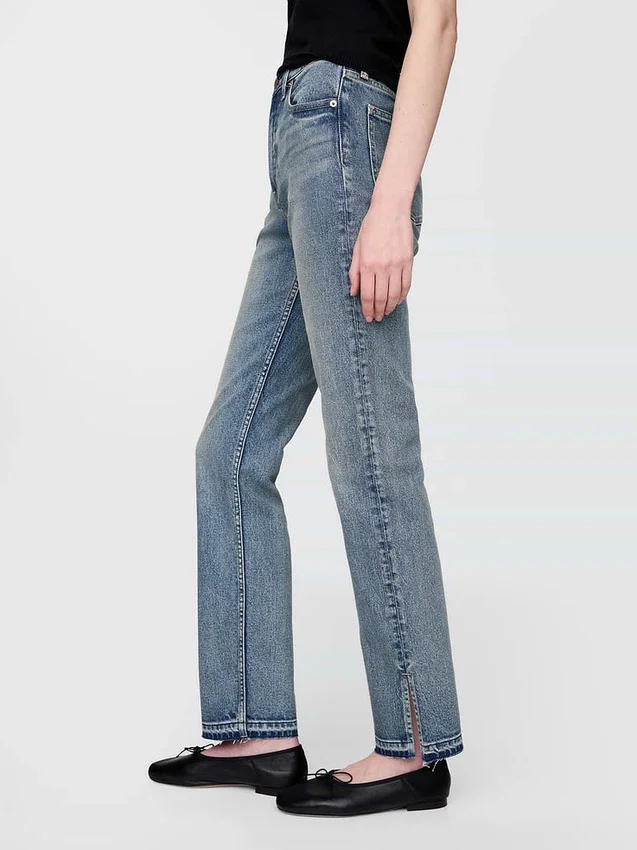 Högmidjade, smala raka Jeans i 90-talsstil