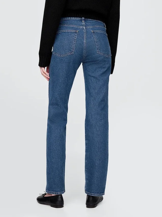 Högmidjade, smala raka Jeans i 90-talsstil