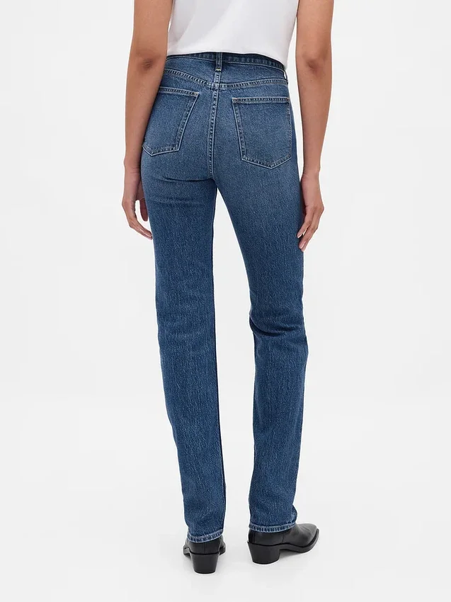 Högmidjade, smala raka Jeans i 90-talsstil