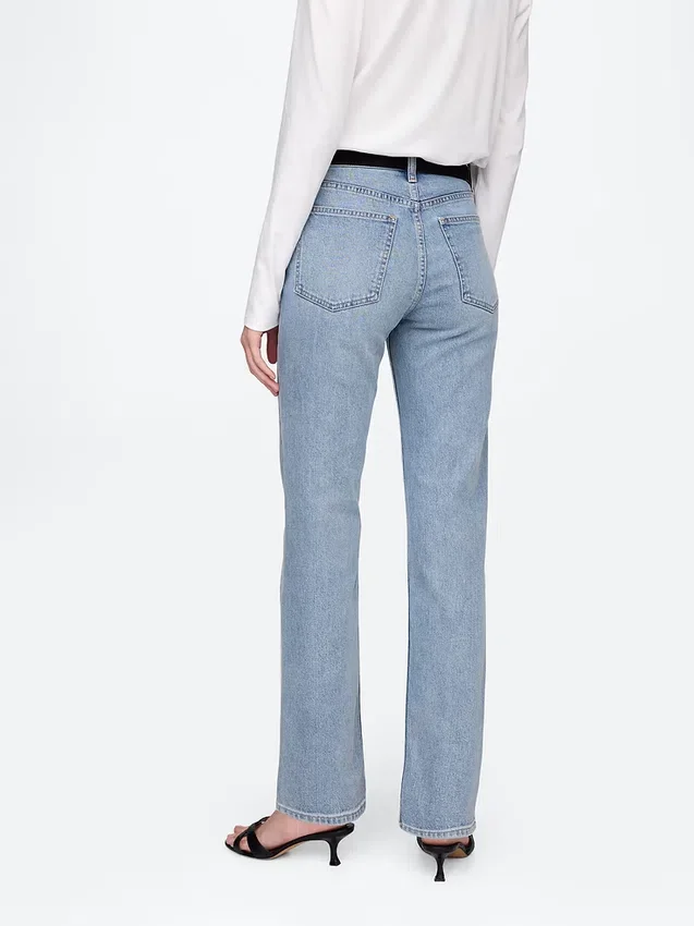 Högmidjade, smala raka Jeans i 90-talsstil