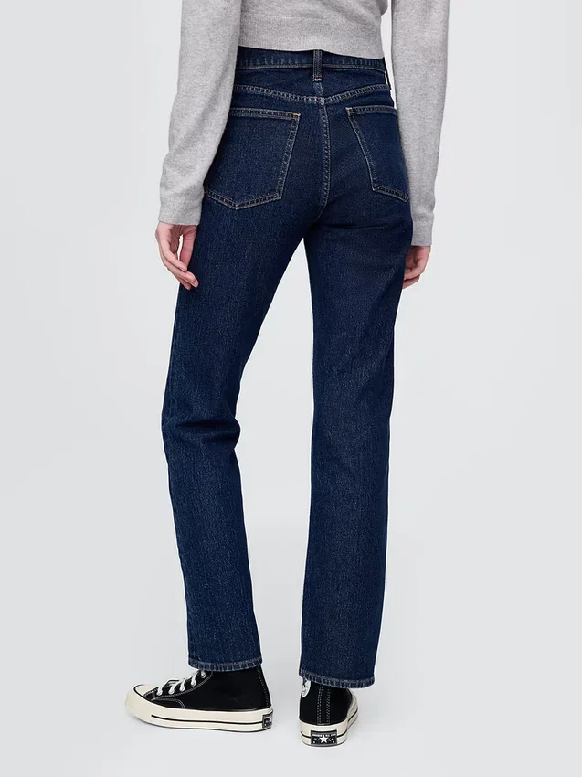Högmidjade, smala raka Jeans i 90-talsstil