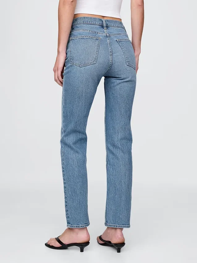 Högmidjade, smala raka Jeans i 90-talsstil