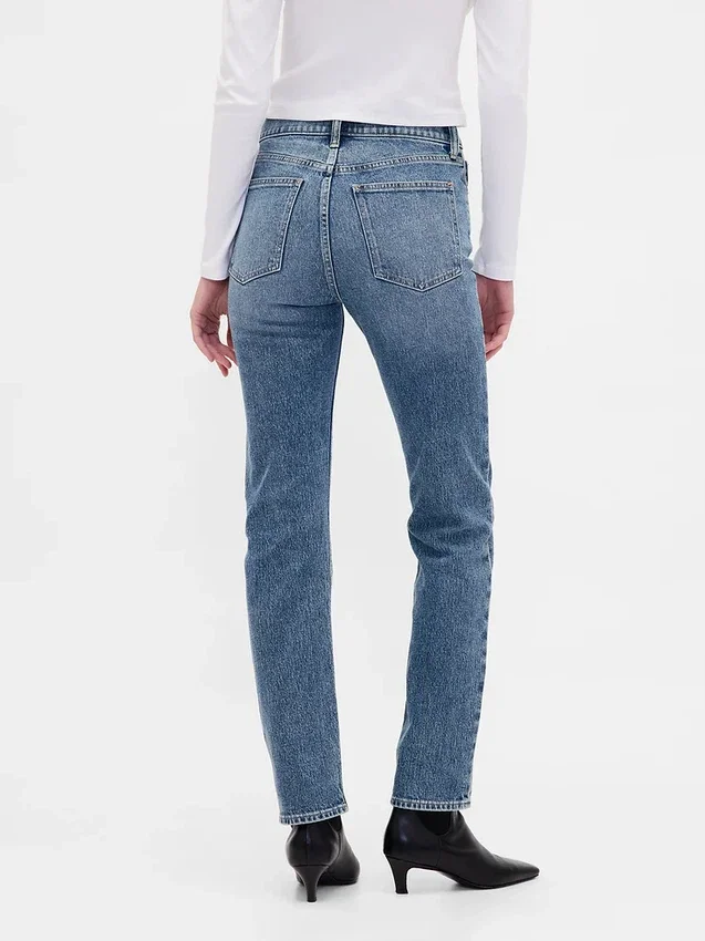 Högmidjade, smala raka Jeans i 90-talsstil