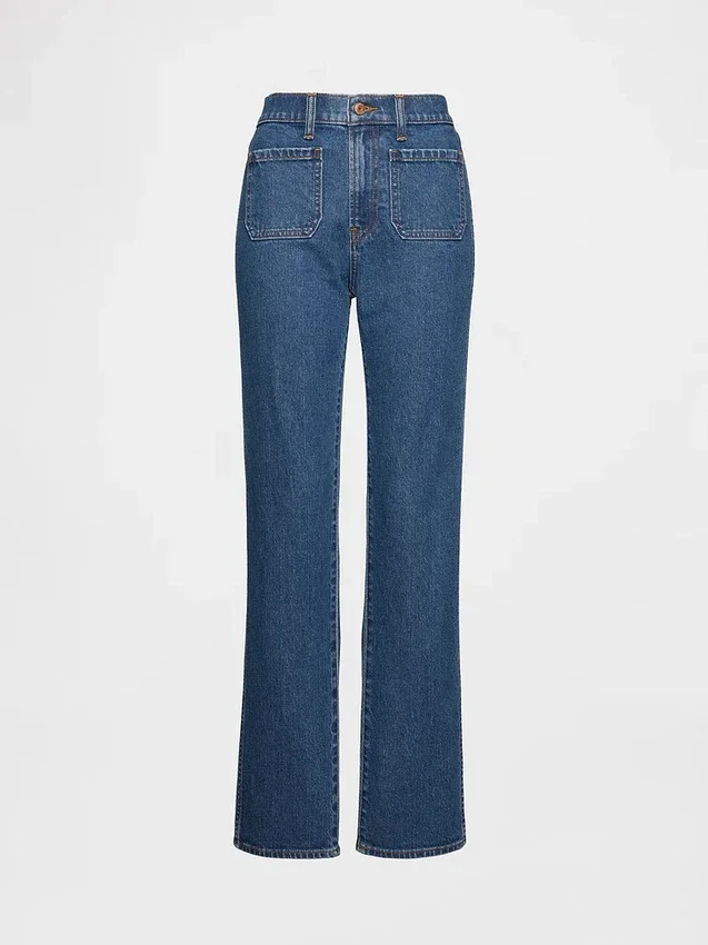 Högmidjade, smala raka Jeans i 90-talsstil