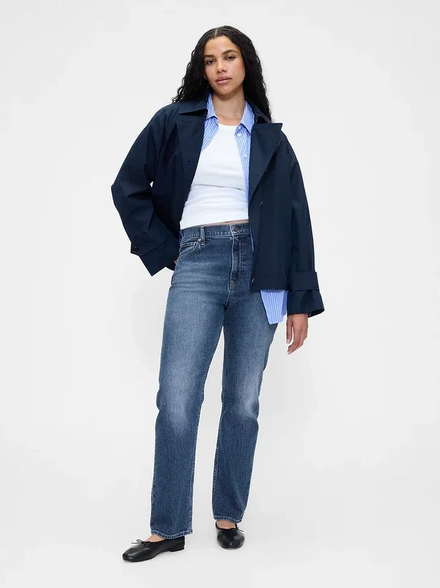 Högmidjade, smala raka Jeans i 90-talsstil