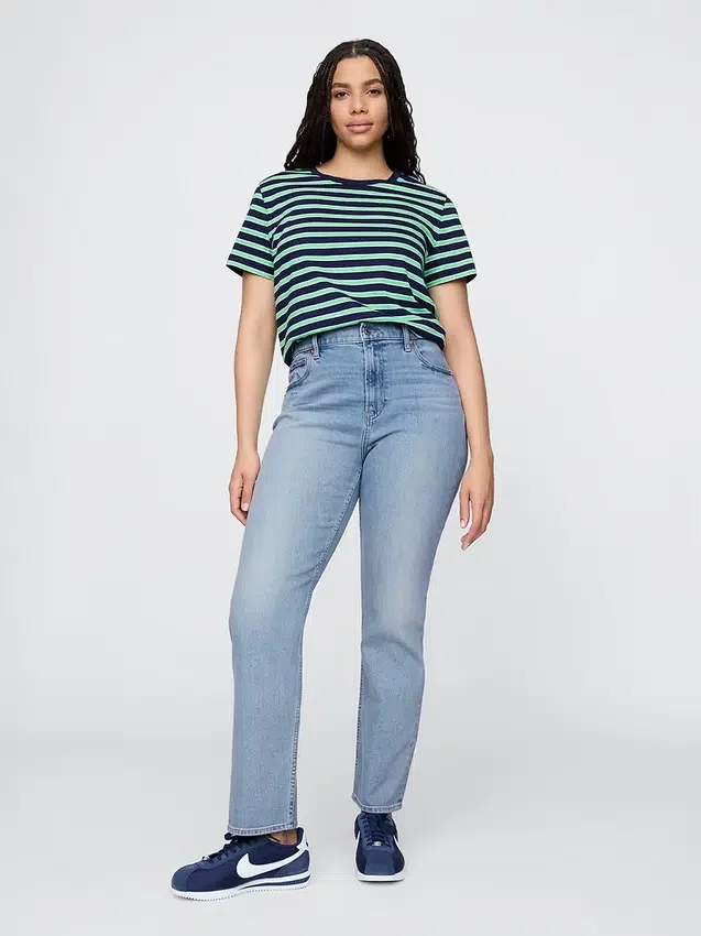 Högmidjade, smala raka Jeans i 90-talsstil
