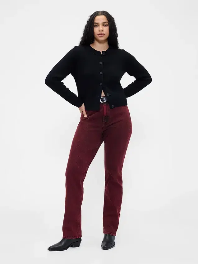 Högmidjade, smala raka Jeans i 90-talsstil