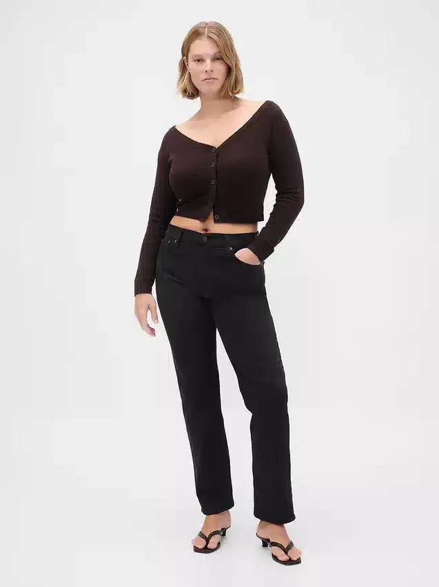 Högmidjade, smala raka Jeans i 90-talsstil