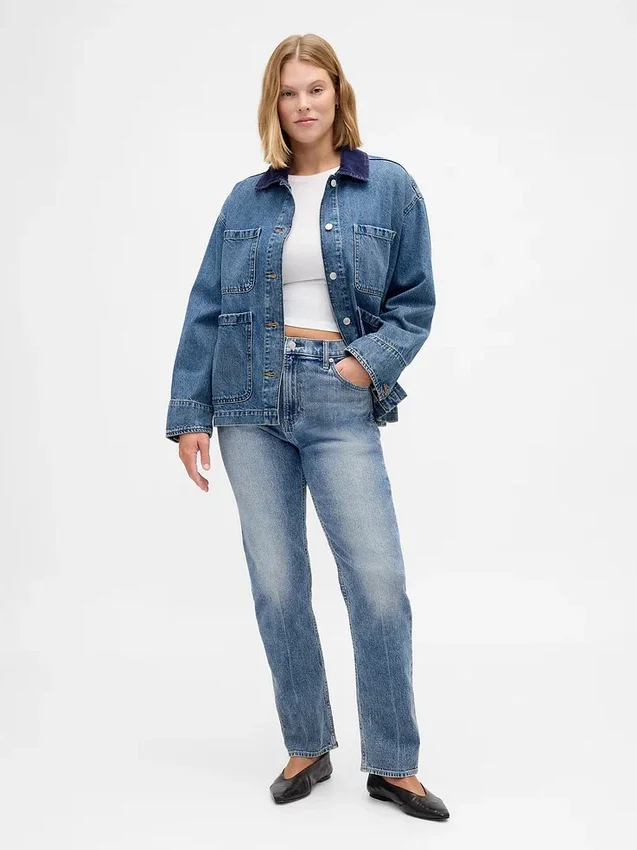 Högmidjade, smala raka Jeans i 90-talsstil