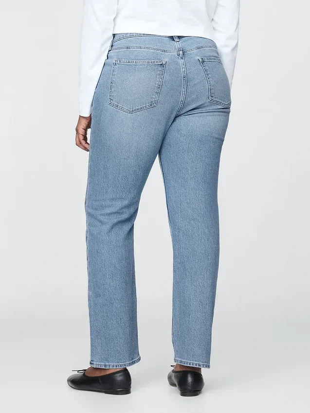 Högmidjade, smala raka Jeans i 90-talsstil