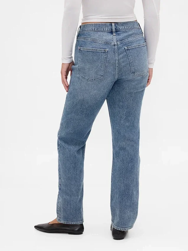 Högmidjade, smala raka Jeans i 90-talsstil