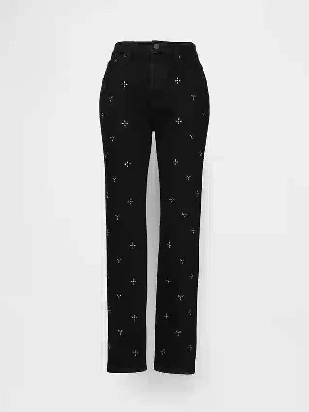 Högmidjade, smala raka Jeans i 90-talsstil