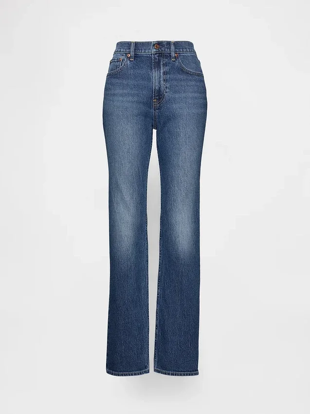 Högmidjade, smala raka Jeans i 90-talsstil