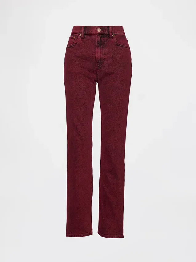 Högmidjade, smala raka Jeans i 90-talsstil