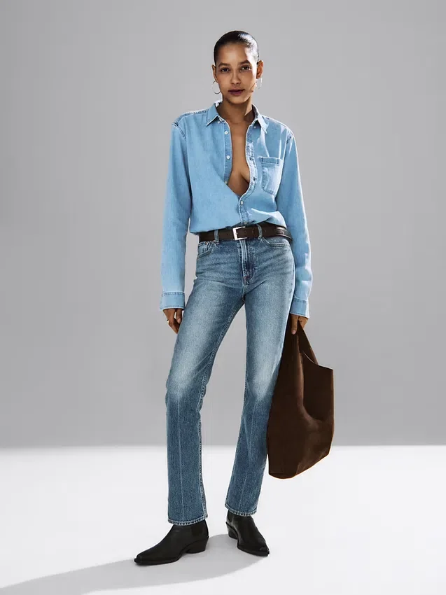 Högmidjade, smala raka Jeans i 90-talsstil