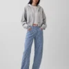 Högmidjade, ultramjuka jeans med randigt mönster