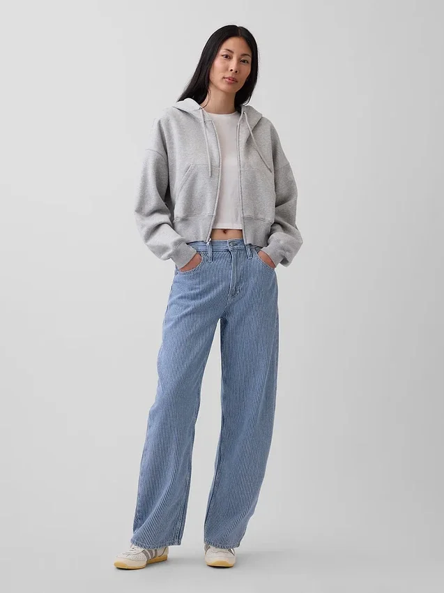 Högmidjade, ultramjuka jeans med randigt mönster