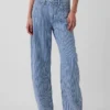 Högmidjade, ultramjuka jeans med randigt mönster