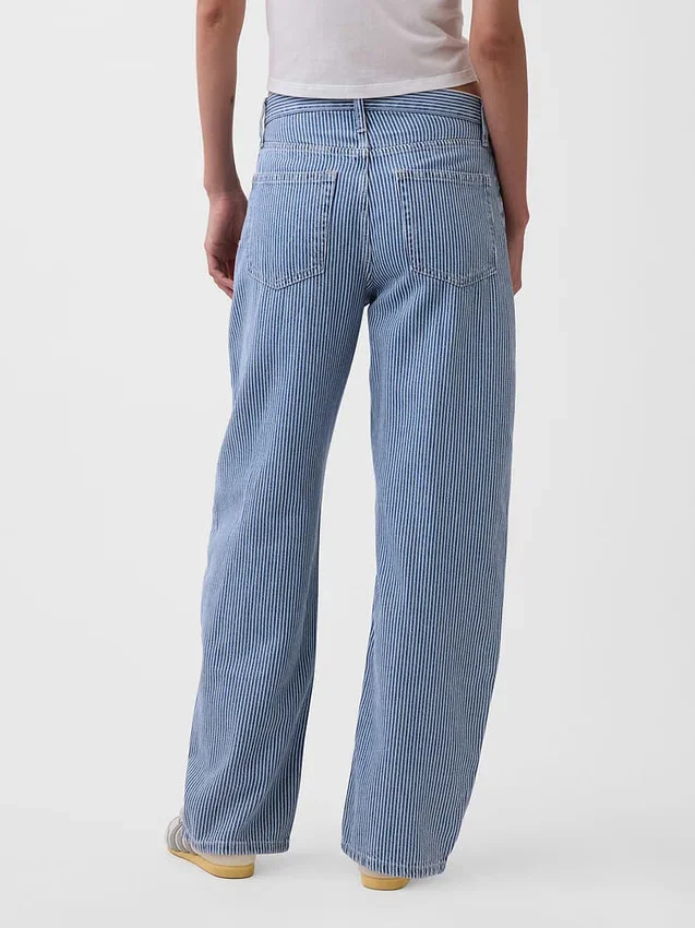 Högmidjade, ultramjuka jeans med randigt mönster