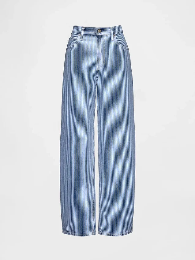 Högmidjade, ultramjuka jeans med randigt mönster