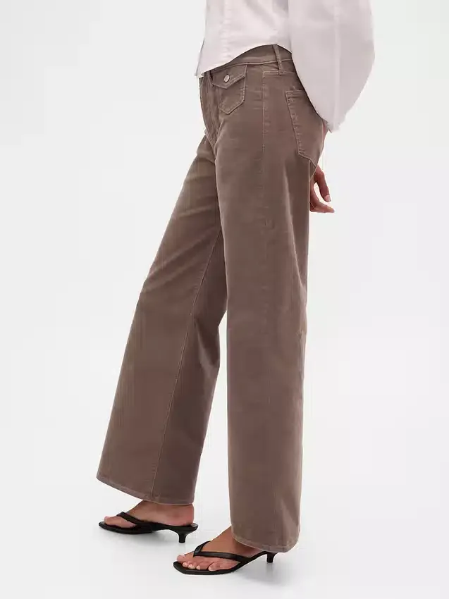 Högmidjade, vidbyxor i corduroy