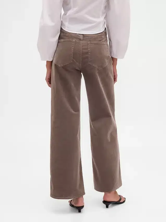 Högmidjade, vidbyxor i corduroy