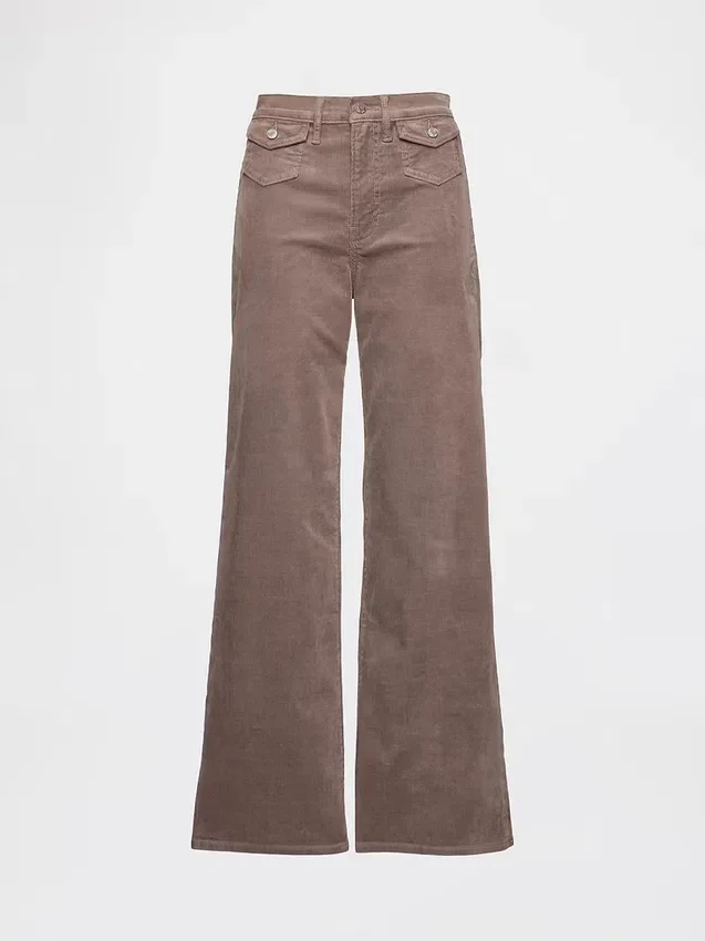 Högmidjade, vidbyxor i corduroy
