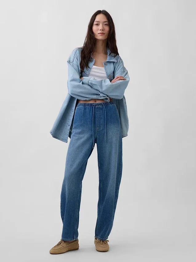 High Rise Easy Barrel-Jeans