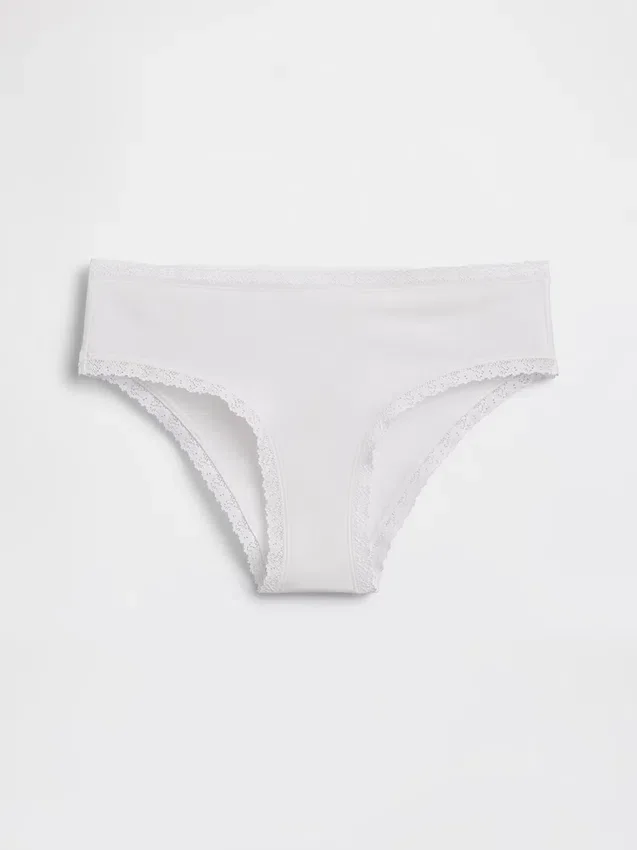 Hipster-trosor i ekologisk stretchbomull med spetskant