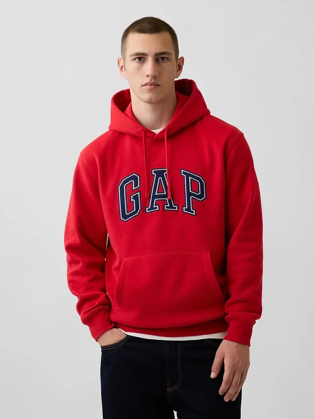 Hoodie för vuxna med Vintagesoft Arch Logo