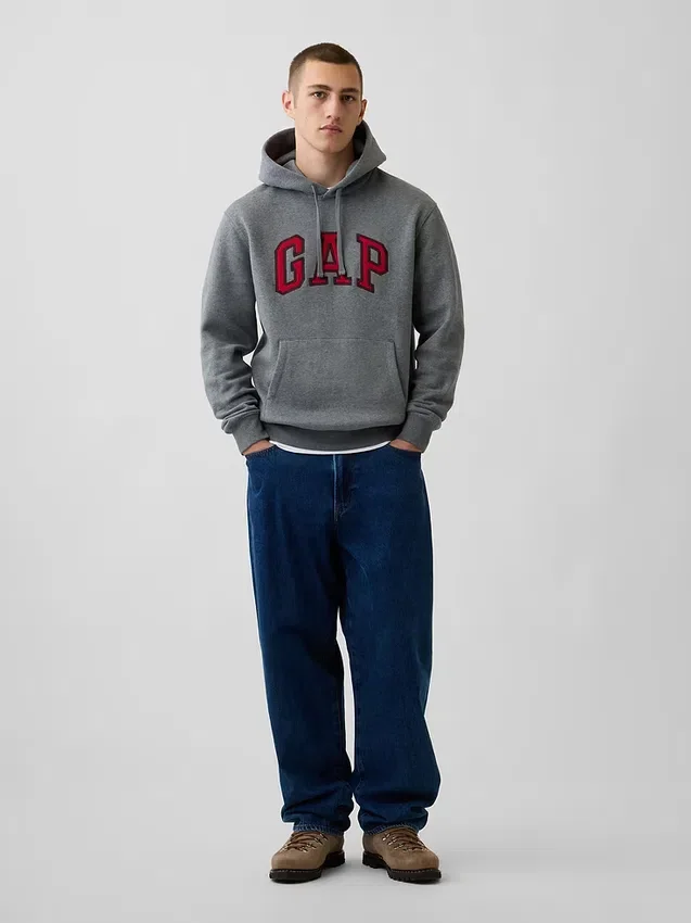 Hoodie för vuxna med Vintagesoft Arch Logo