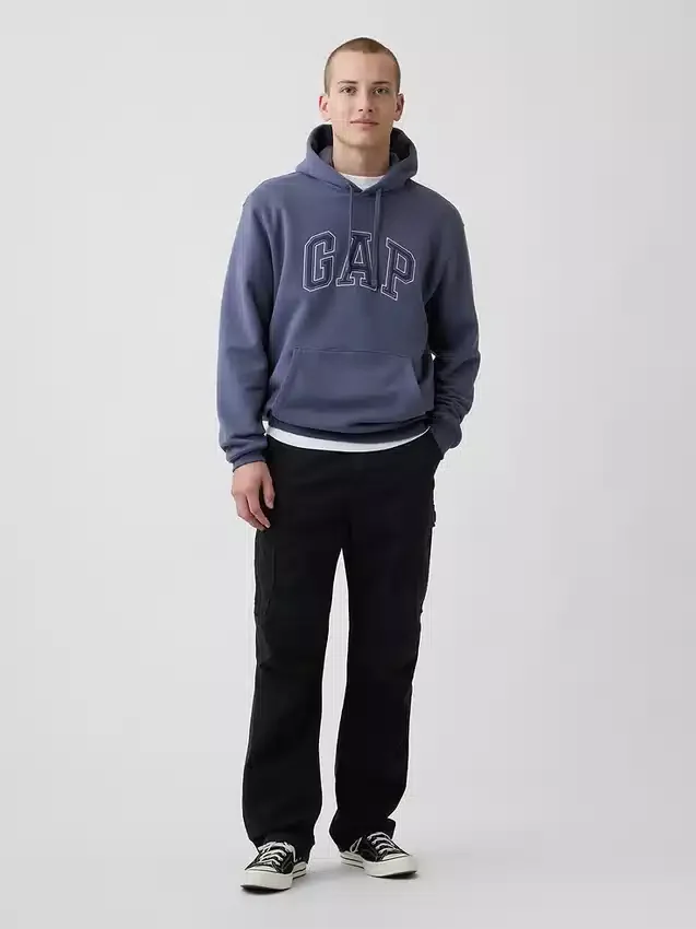 Hoodie för vuxna med Vintagesoft Arch Logo