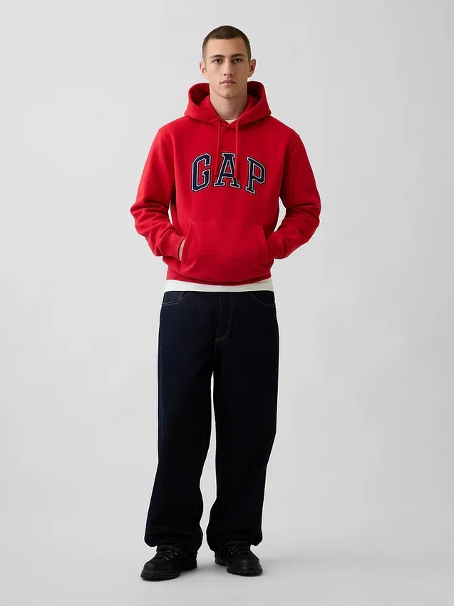 Hoodie för vuxna med Vintagesoft Arch Logo