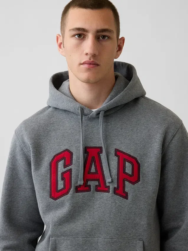 Hoodie för vuxna med Vintagesoft Arch Logo