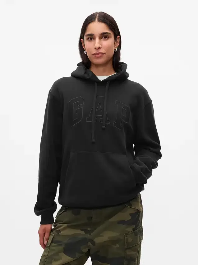 Hoodie för vuxna med Vintagesoft Arch Logo