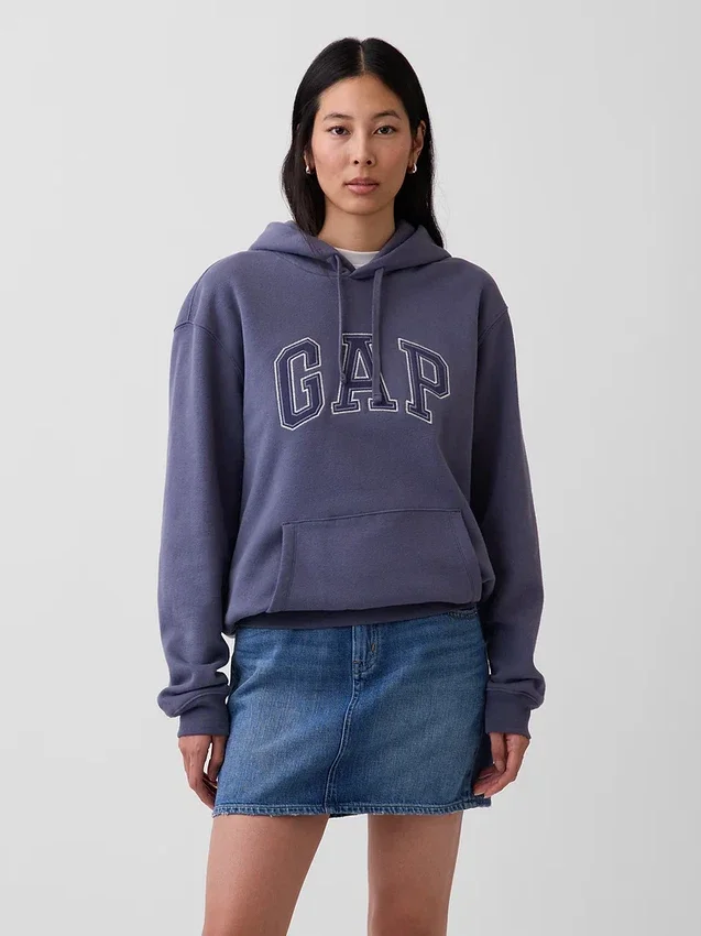 Hoodie för vuxna med Vintagesoft Arch Logo