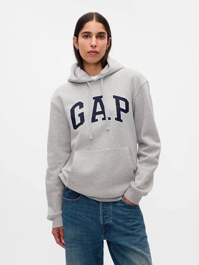 Hoodie för vuxna med Vintagesoft Arch Logo